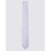 M&S Collection Pure Silk Geometric Print Tie