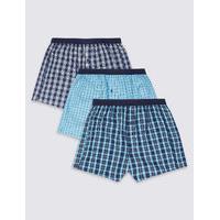 M&S Collection 3 Pack Pure Cotton Checked Boxers