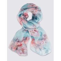 M&S Collection Pure Silk Floral Print Scarf