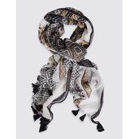 M&S Collection Tassel Patchwork Scarf