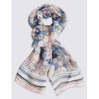 M&S Collection Pure Silk Floral Print Scarf