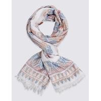 M&S Collection Pure Cotton Jacquard Print Scarf