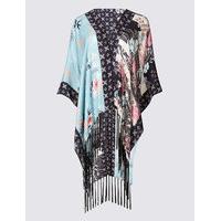 M&S Collection Pure Modal Patchwork Tassel Hem Kimono