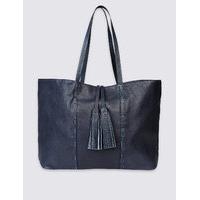 ms collection leather tassel shopper bag