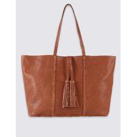 ms collection leather tassel shopper bag