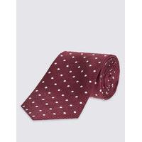 M&S Collection Pure Silk Spotted Tie & Pocket Square Set