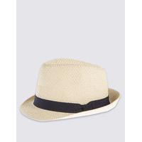 M&S Collection Double Weave Textured Trilby Hat