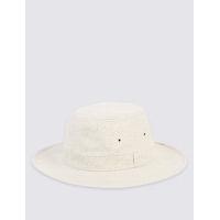 M&S Collection Pure Linen Broad Brim Hat