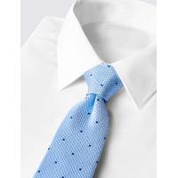 M&S Collection Pure Silk Textured Spotted Tie