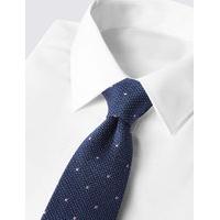 M&S Collection Pure Silk Textured Spotted Tie