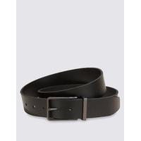 ms collection leather gunmetal rectangular buckle belt