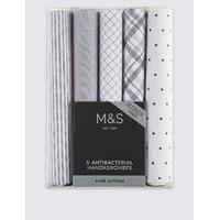 M&S Collection 5 Pack Pure Cotton Assorted Handkerchiefs