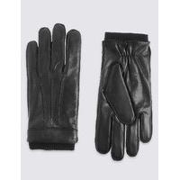 ms collection leather thinsulate gloves with knitted cuff