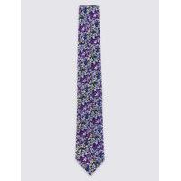 M&S Collection Luxury Pure Silk Floral Print Tie