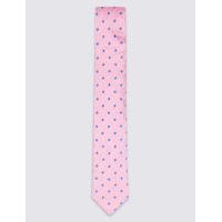 M&S Collection Luxury Pure Silk Spotted Tie