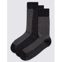 M&S Collection Luxury 3 Pairs Of Luxury Cotton Socks