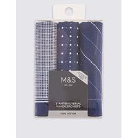 M&S Collection 3 Pack Pure Cotton Assorted Handkerchiefs