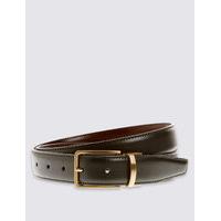 M&S Collection Antique Gold Leather Reversible Belt