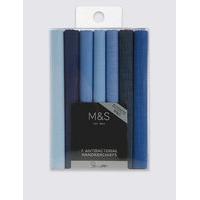 M&S Collection 7 Pack Supima Cotton Blue Handkerchiefs