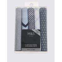 ms collection 5 pack pure cotton assorted anti bacterial handkerchiefs