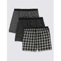 M&S Collection 3 Pack Pure Cotton Assorted Monochrome Boxers with Cool & Fresh