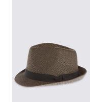 M&S Collection Double Weave Textured Trilby Hat