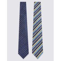 M&S Collection 2 Pack Striped & Spotted Tie