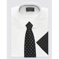 M&S Collection Pure Silk Spotted Tie & Pocket Square Set