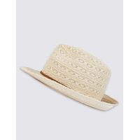 M&S Collection Crochet Braid Trilby Summer Hat