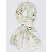 M&S Collection Pure Silk Botanical Floral Print Scarf