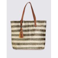 ms collection metallic stripe shopper bag