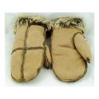 M&S light brown fur lined mittens Size S