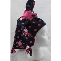 M&S, age 6 - 18 months navy & pink Peppa Pig hat, scarf & mittens set