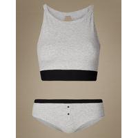 M&S Collection Cotton Rich Vest and Knickers Set