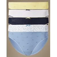 ms collection 5 pack cotton rich high leg knickers