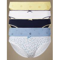 M&S Collection 5 Pack Cotton Rich Bikini Knickers