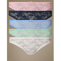 M&S Collection 5 Pack All Over Lace Thong