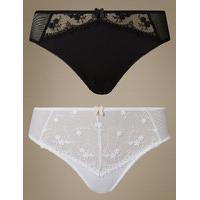 M&S Collection 2 Pack Embroidered High Leg Knickers