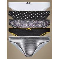M&S Collection 5 Pack Cotton Rich Bikini Knickers