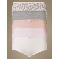 M&S Collection 5 Pack Cotton Rich Midi Knickers