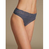 M&S Collection 5 Pack Cotton Rich Lace Waist Thong