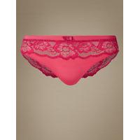 M&S Collection Lace Trim High Shine Brazilian Knickers
