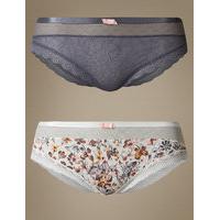 M&S Collection 2 Pack Printed Brazilian Knickers