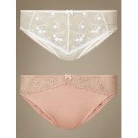 ms collection 2 pack embroidered high leg knickers