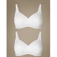 M&S Collection 2 Pack Jacquard Padded Full Cup Bra AA-DD