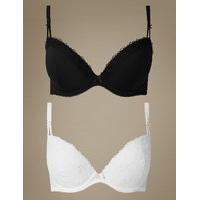 ms collection 2 pack embroidered padded plunge bra dd g