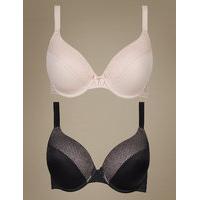 M&S Collection 2 Pack Mesh Padded Plunge Bra DD-G