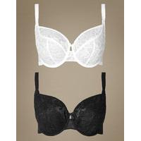 M&S Collection 2 Pack Lace Non-Padded Full Cup Bras DD-G