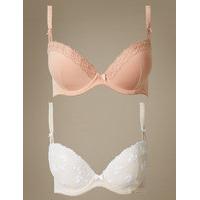 ms collection 2 pack embroidered padded plunge bra dd g