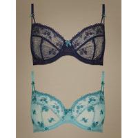 M&S Collection 2 Pack Embroidered Non-Padded Balcony Bra A-E